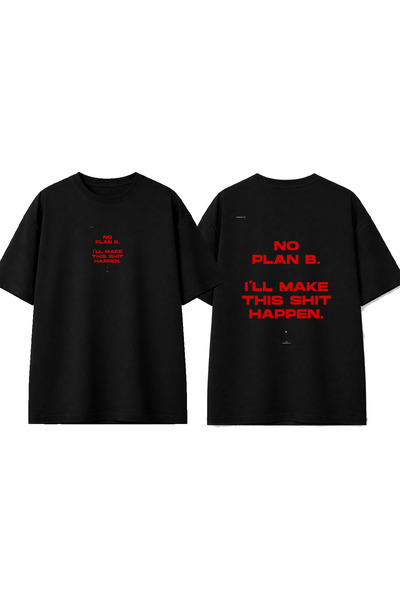 urbvn No Plan Design Printed Black Oversize T-Shirt