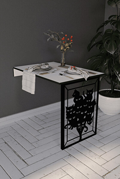 modilab Tablo Görünümlü Duvara Monte Katlanabilir Yemek Masası & Ders Çalışma...