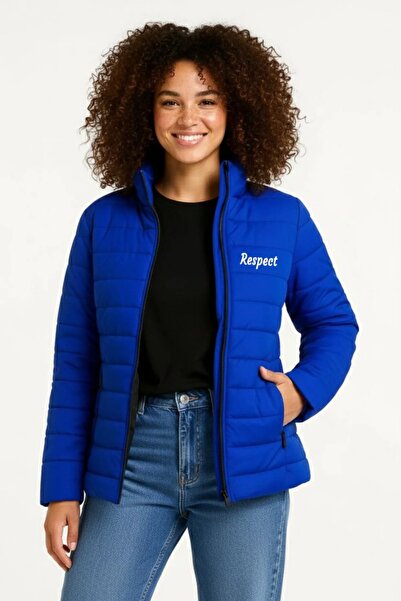 İNDİRİM MODAM Kadın Baskılı Mont Ceket Su İtici Kumaş Kapitone Astarlı