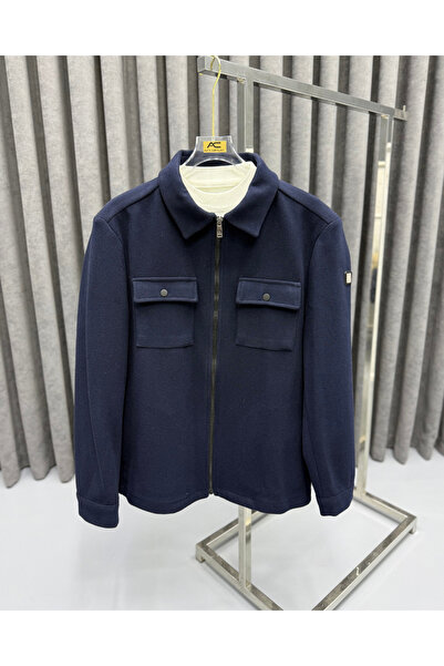 Avni Ceylan Men's Premium Navy Blue Zippered Coat