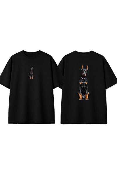 urbvn تي شيرت دوبيرمان 5 بتصميم مطبوع باللون الأسود مقاس كبير