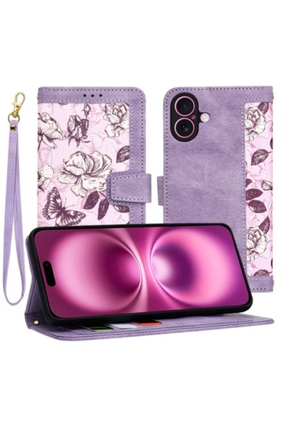 Evia Protective Case for iPhone 16 Plus, I53, Leather, Mysterious Plum Violet