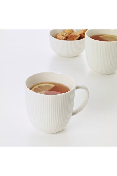 IKEA Quality 4 Adet Kupa Fincan Seti 310 ml Yükseklik: 9 cm Kırık Beyaz Feldi...