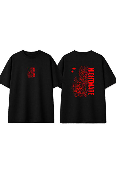 urbvn Nightmare Design Printed Black Oversize T-Shirt