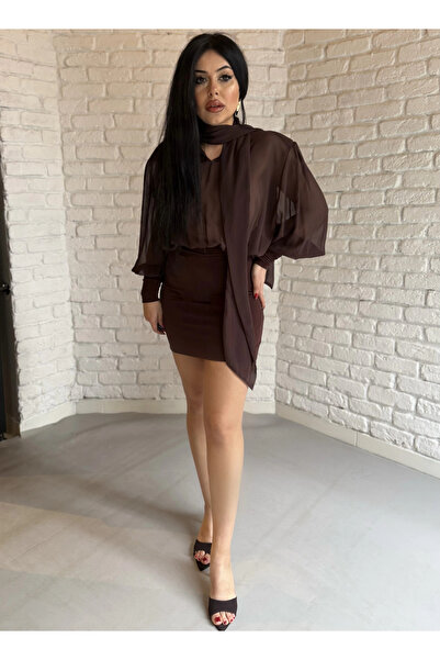 moneta boutique Women's Padded Mini Chiffon Dress