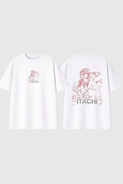 urbvn تي شيرت أبيض كبير الحجم مطبوع بتصميم إيتاتشي 2