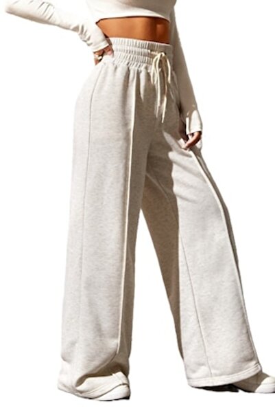 StreetWear Outlet Women's Training Pants, Flared, Elastic Waist, Light Gray, L