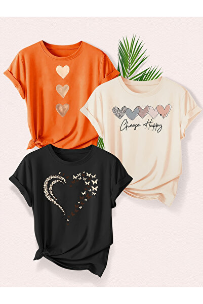 uyguntarz Unisex Üç Renk Farklı Tasarım Baskılı Tişört – Trend Model