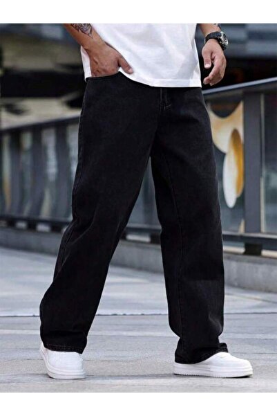 oraystore Men's Black Loose Fit Jean Pants