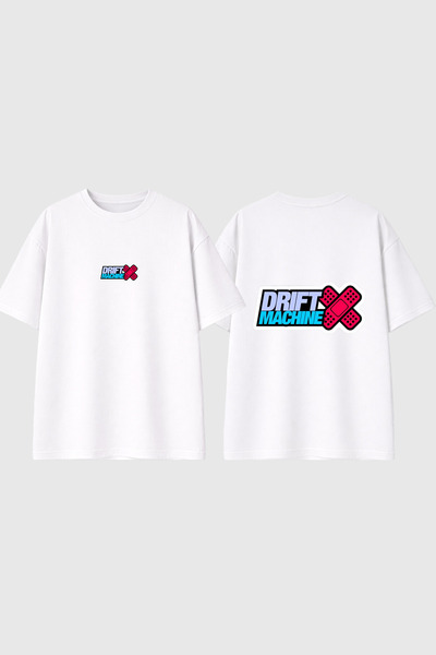 urbvn Tricou supradimensionat alb cu imprimeu Design Drift Machine