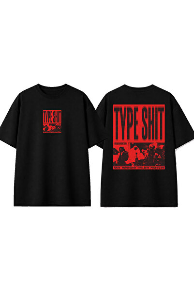 urbvn Type  Design Printed Black Oversize T-Shirt