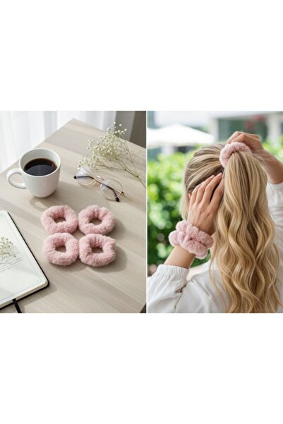 SOFT Set od 4 male, mekane gumice za kosu (roze)