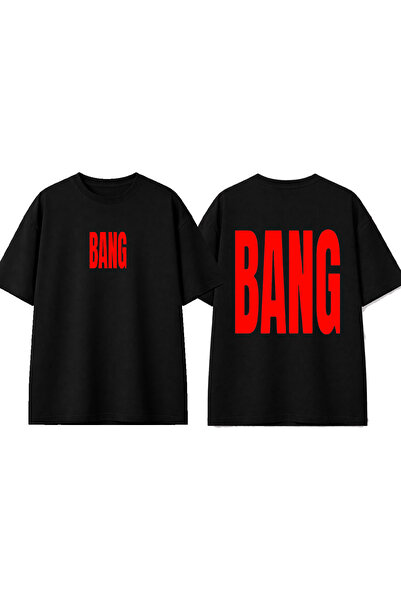 urbvn Red Bang Design Printed Black Oversize T-Shirt