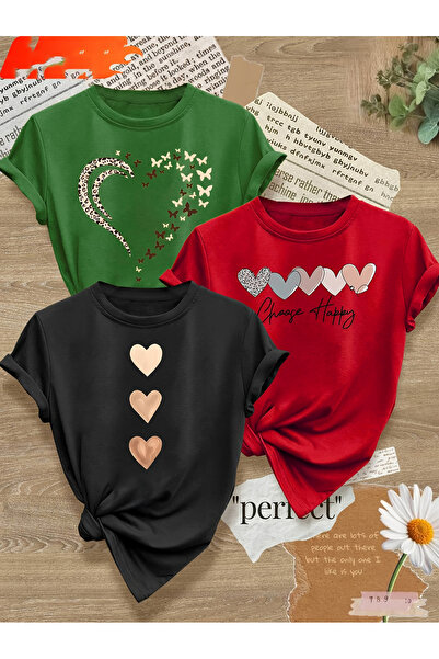 uyguntarz Unisex Üç Renk Farklı Tasarım Baskılı Tişört – Trend Model