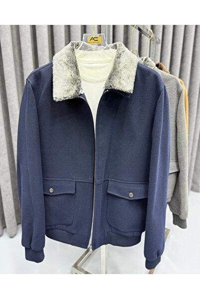 Avni Ceylan Men's Luxury Line Premium Detachable Fur Collar Cashmere Coat