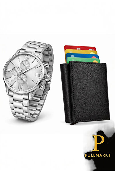 pullmarkt Kartlık Cüzdan + Erkek Kol Saati