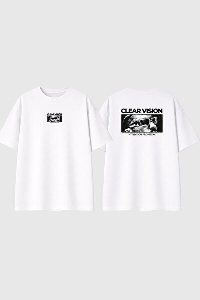 urbvn Clear Vision Design Printed White Oversize T-Shirt