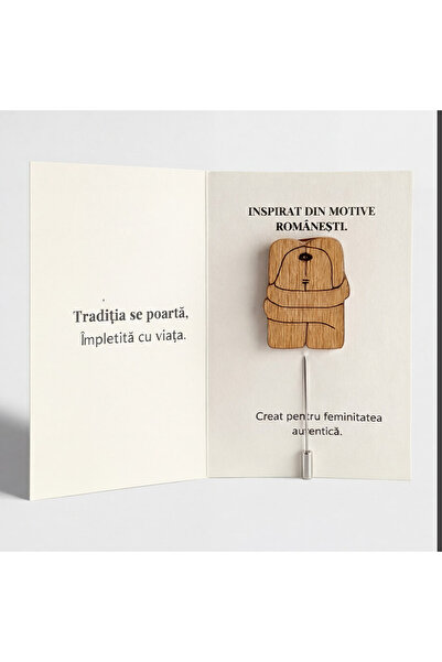 I WOOD BE Martisor Brooch The Kiss, Inspired by Brancusi, Wood, Handmade