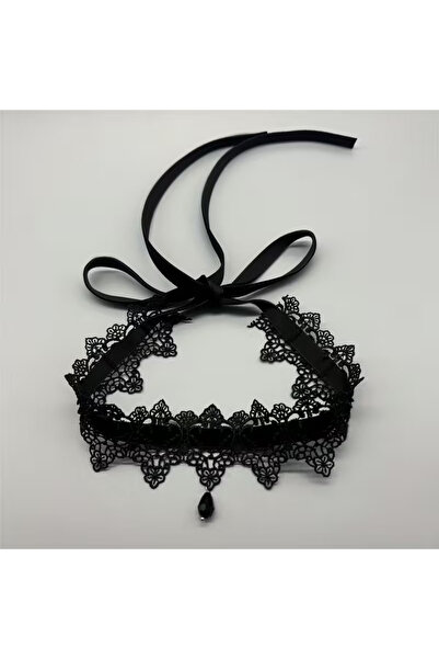 Mournbelle Gotik Dantelli Kadife Şeritli Bağlamalı Choker