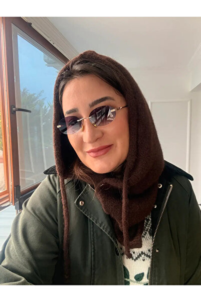 ATELIER AURA Brown Buttoned Balaclava