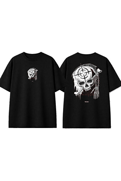 urbvn Μπλουζάκι με σχέδιο Skull 6, εμπριμέ σε μαύρο χρώμα, oversize
