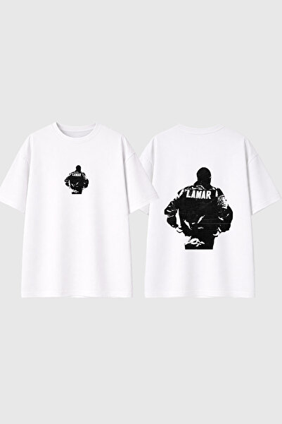urbvn Lamar Design Printed White Oversize t Shirt
