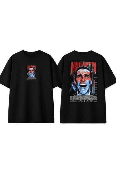 urbvn Μπλουζάκι American Psycho Design με στάμπα, μαύρο, oversized