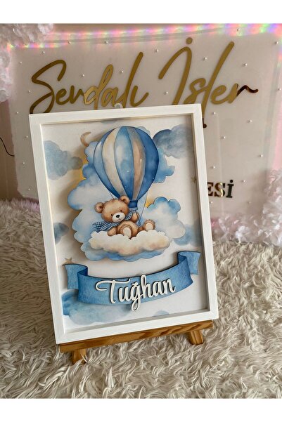 Sevdalı işler Led ışıklı çerçeve pano bebek odası kapı süsü isimlik