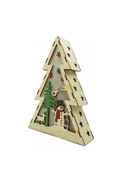 Avaleea Decorațiune luminoasă, model de brad de Crăciun cu om de zăpadă, maro