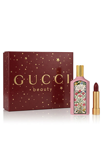 Gucci Flora Gorgeous Gardenia EDP 50 ml + Lipstick 509 Rouge De Beauté Brilla...