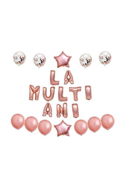 MP Mirific Party Set of 22 Latex and Metallic Balloons, Happy Birthday, Rose ...