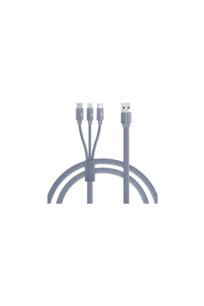 SOHO Cablu de încărcare USB 3 în 1 - Lightning, USB-C, Micro USB, 1,2 m, gri