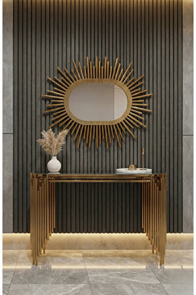 lowena home Dresuar Takımı Ultra Lak Gold Kaplama Ayna Dahil 120cm Takım