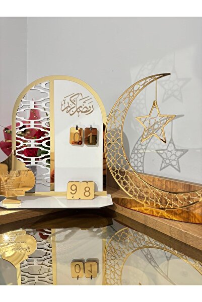OBLİVİON Ramazan Dekor Seti 2’li – Ay Yıldız Masaüstü Süs + Ramazan Takvimi (...