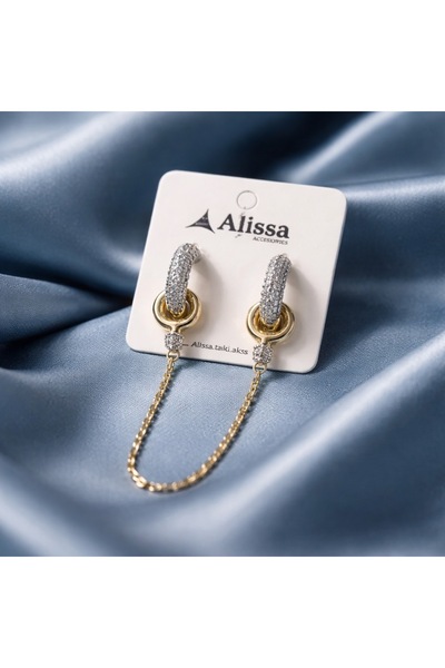 Alissa Accessories ALİSSA VİP ÇELİK ZİNCİR DETAYLI KÜPE KARARMAZ ALERJİ YAPMAZ