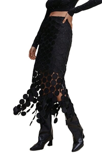 StreetWear Outlet Elegant Women's Skirt, High Waist, Black, M