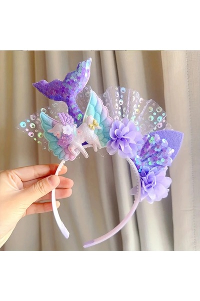 Accessories Здравей, Мор Лила Русалка с бижута Детайли Еднорог Декорирана мом...