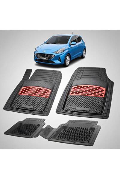 TEAMCAR Car Mats Hyundai i10 2019-2023 - Rubber Floor Mat-Red