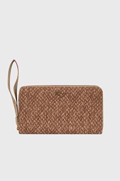 Garbalia محفظة سوداء من نوع Ele Takmalı مصنوعة من القش المنسوج مع العديد من ح...