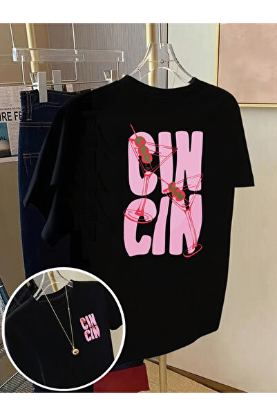 ibibik moda Ειδικό μπλουζάκι από βαμβάκι με στάμπα σε ΜΑΥΡΟ χρώμα και λαιμόκο...