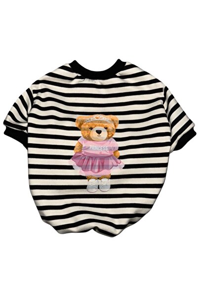 For a Fur تي شيرت للكلاب بخطوط سوداء وبيضاء، ملابس للكلاب مطبوعة بتصميم تيدي