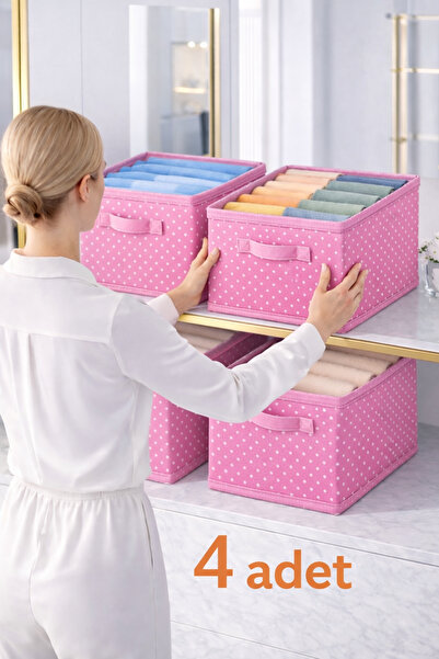Lumtex Home Textile 4adet PEMBE DESENLİ -Dolap içi Düzenleyici,Raf Düzenleyic...