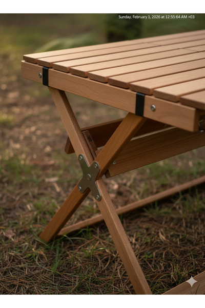 TREND Dekoratif Ahşap Bahçe Masası Katlanır Balkon Masası Kamp Masası