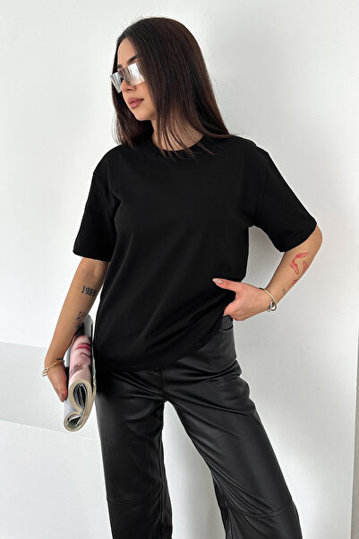 Noa&Noa Women's 100% Cotton Decorative Stitched Basic T-Shirt