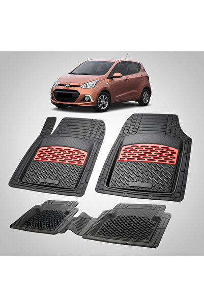 TEAMCAR Car Mats Hyundai i10 2013-2016 - Rubber Floor Mat-Red