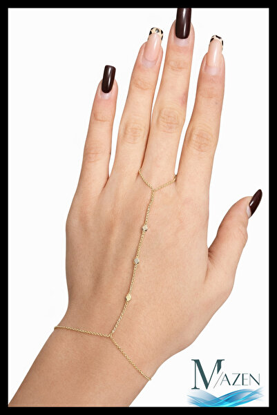 MAZEN Şahmeran |   Small Cube Detailed Gold Color Vip Hand Chain