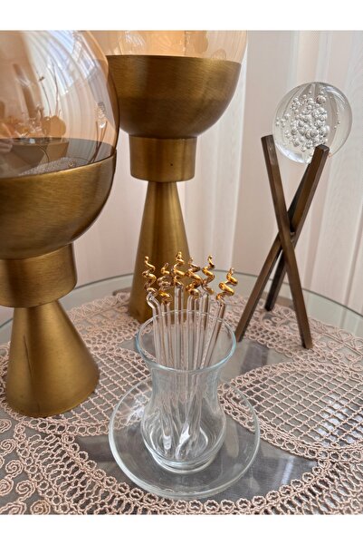 ÖZ KRİSTAL DESİGN Altılı Altın Sarmal Çay Kaşığı