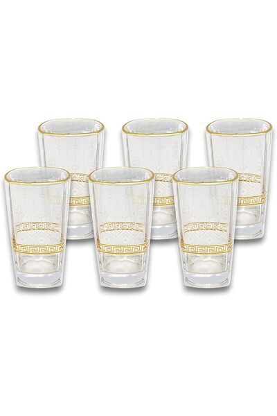Al Nokhba Luxury Juice Glass Set of 6 – Elegant Golden Design Drinking Glasses