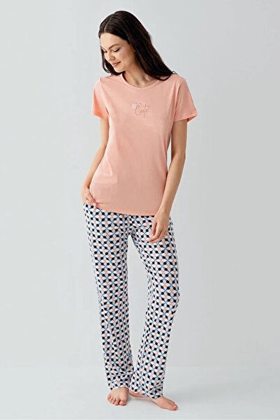 YUYİ Arnetta 50% Cotton 50% Modal Crew Neck Short Sleeve Women's Pajama Set 3555