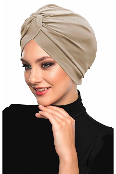 elysianfidan Beige Ready-made Hijab Hijab Outdoor and Pool Cap with Cross Hooks